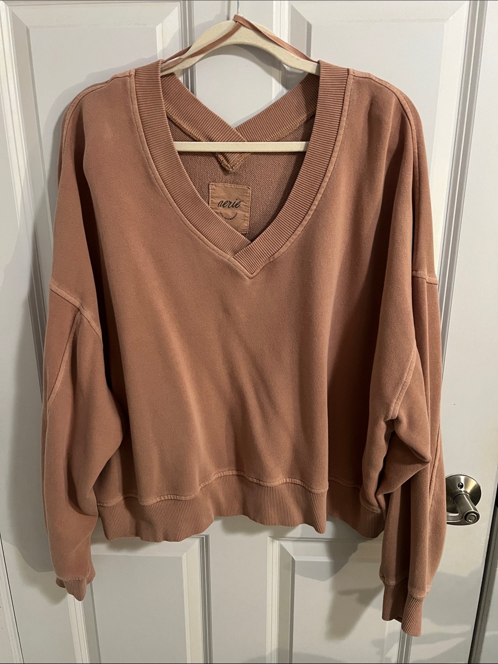 aerie V-Neck Pullover Sweater - Dusty Rose Brown
